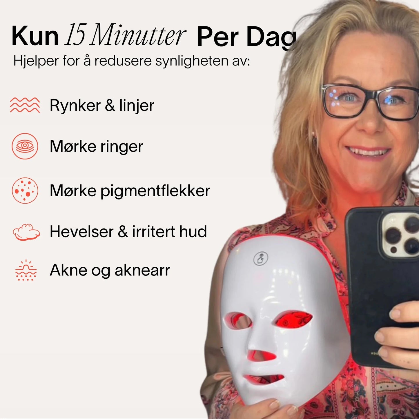 7-i-1 LED Ansiktsmaske - Iselle - Naturlig Hudpleie